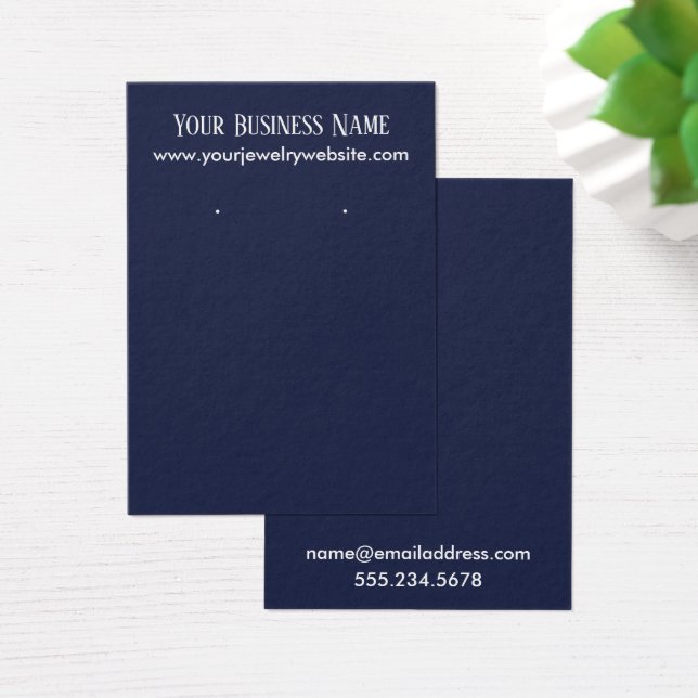 Simple Minimal Navy Earring Holder Display Cards (Desk)