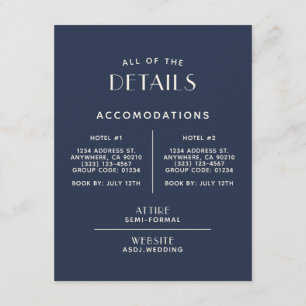 Simple Minimal Navy Ecru Wedding Details Enclosure