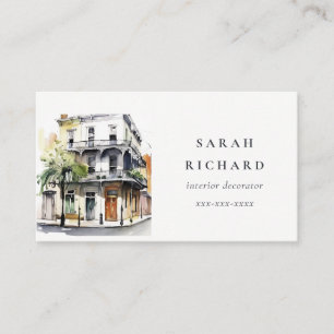 Simple Minimal New Orleans Louisiana Watercolor Business Card