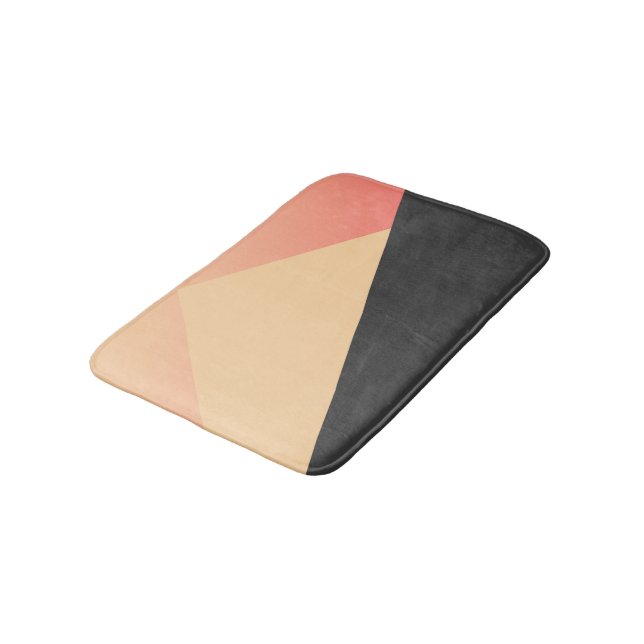 Simple Minimal Peach, Coral, & Black Geometric Bath Mat (Angled)