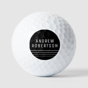 Simple Minimal Personalized Name Grey Black Golf Balls