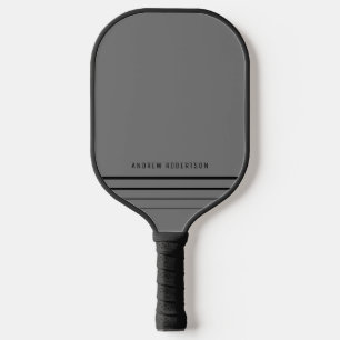 Simple Minimal Personalized Name Grey Black Pickleball Paddle