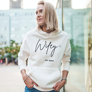 Simple minimal Personalized Wifey Script Est year Sweatshirt