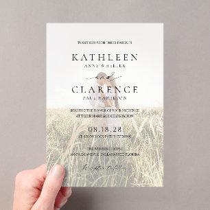 Simple Minimal Photo Classic Elegant Wedding Acrylic Invitations