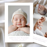 simple minimal photo collage modern baby birth announcement<br><div class="desc">Welcome to the world, little one! It's time to introduce your arrival with your baby birth announcement card. Edit to your own custom design, the perfect card for your baby's introduction is here. The perfect baby birth announcement card is here to share your joy with family and friends. THIS CARD...</div>