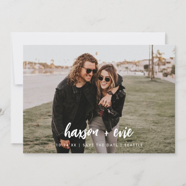 Simple Minimal Photo Save The Date Large Names (Front)
