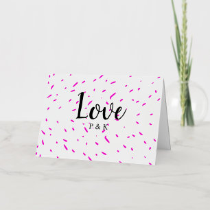 Simple minimal pink abstract love background name foil holiday card