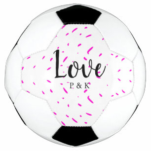 Simple minimal pink abstract love background name soccer ball