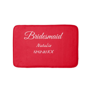 Simple minimal pink bridesmaid add name year text bath mat