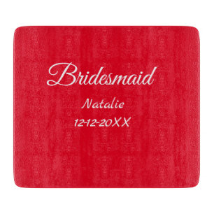 Simple minimal pink bridesmaid add name year text cutting board