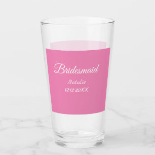 Simple minimal pink bridesmaid add name year text glass