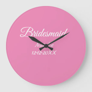 Simple minimal pink bridesmaid add name year text  large clock