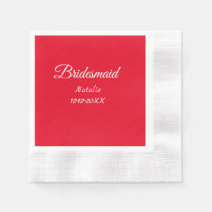 Simple minimal pink bridesmaid add name year text  napkin