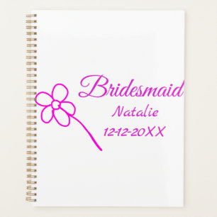 Simple minimal pink bridesmaid add name year text  planner