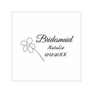 Simple minimal pink bridesmaid add name year text  self-inking stamp
