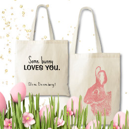 Simple Minimal Pink Easter Bunny Tote Bag