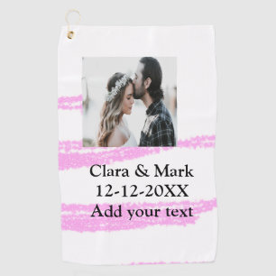 Simple minimal pink glitter add your text name yea golf towel