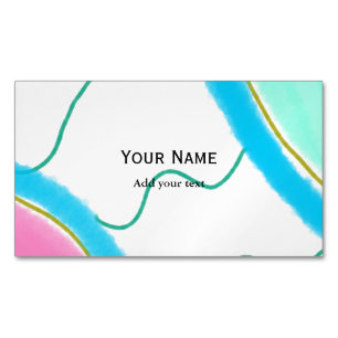 Simple minimal pink green watercolor add name text 	Magnetic business card