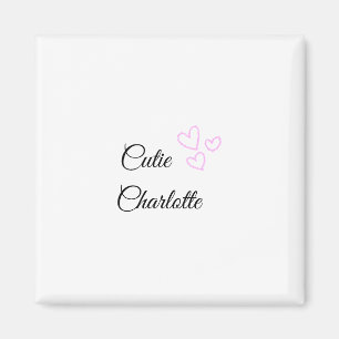 simple minimal pink heart glitter sparkle add name magnet