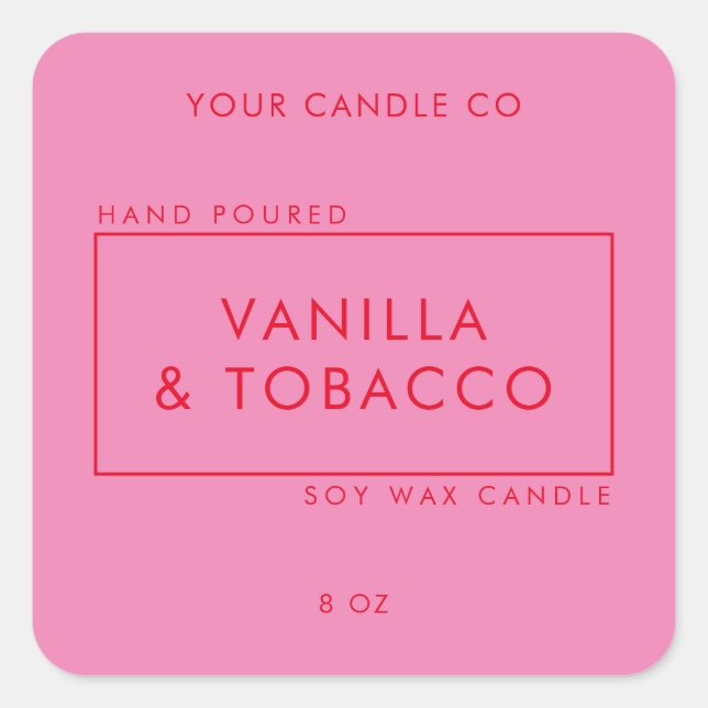 Simple Minimal Pink Red Candle Label (Front)