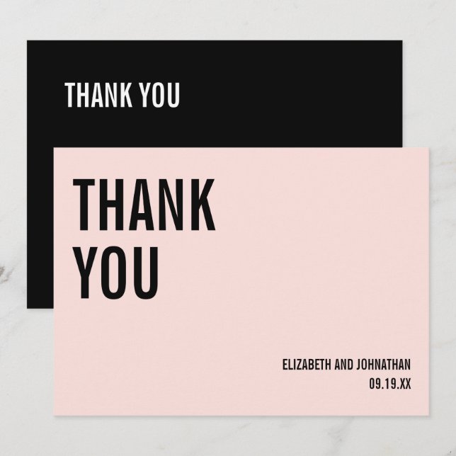 Simple & Minimal Pink Typography Wedding Thank You (Front/Back)