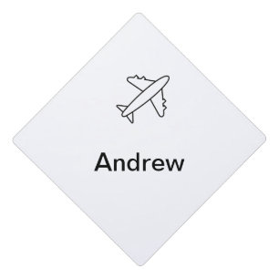 Simple minimal plane travel add your name beach fl graduation cap topper