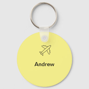 Simple minimal plane travel add your name beach fl keychain