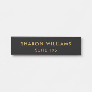 Simple Minimal Professional Black Employee Name Door Sign