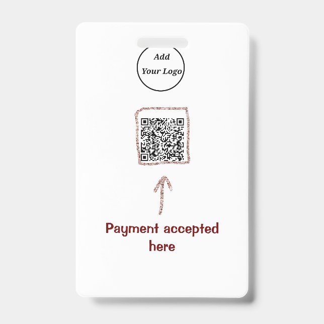 Simple minimal q r code add logo scan code name te badge (Front)