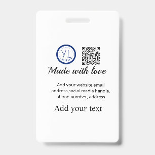 Simple minimal q r code add logo scan code name te badge