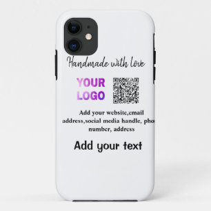 Simple minimal q r code add logo scan code name te iPhone 11 case