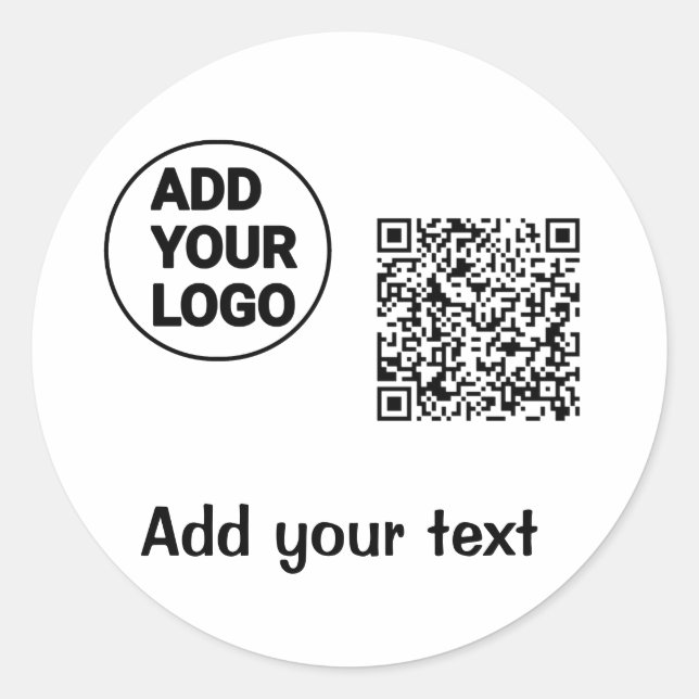 Simple minimal q r code add logo scan code name te classic round sticker (Front)