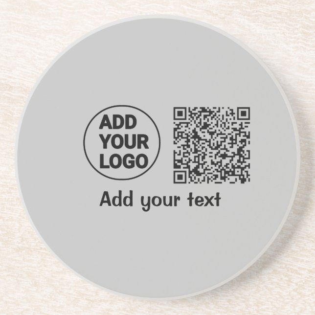 Simple minimal q r code add logo scan code name te coaster (Front)