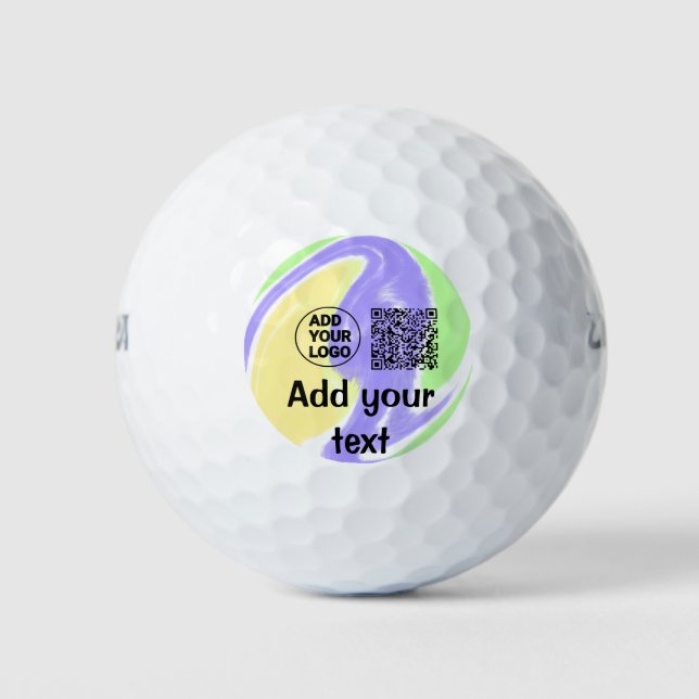 Simple minimal q r code add logo scan code name te golf balls (Front)