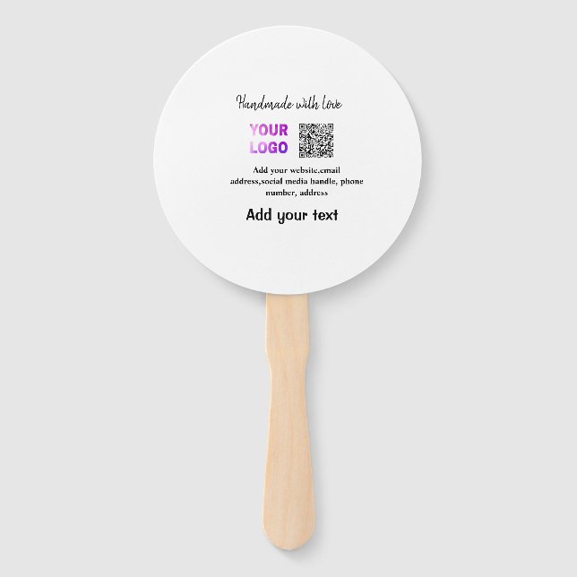 Simple minimal q r code add logo scan code name te hand fan (Front)