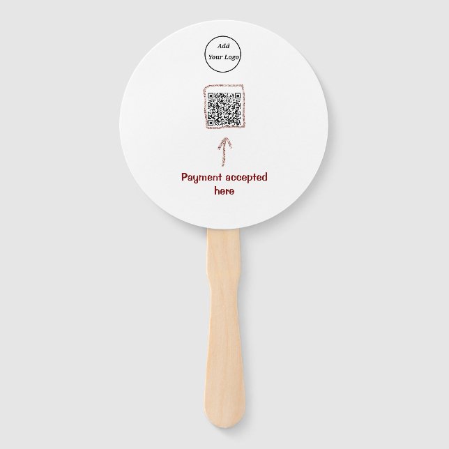 Simple minimal q r code add logo scan code name te hand fan (Front)