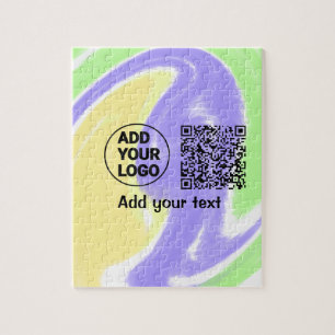 Simple minimal q r code add logo scan code name te jigsaw puzzle