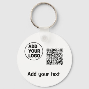 Simple minimal q r code add logo scan code name te keychain