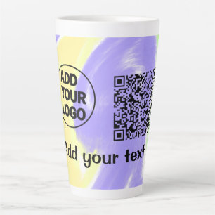 Simple minimal q r code add logo scan code name te latte mug