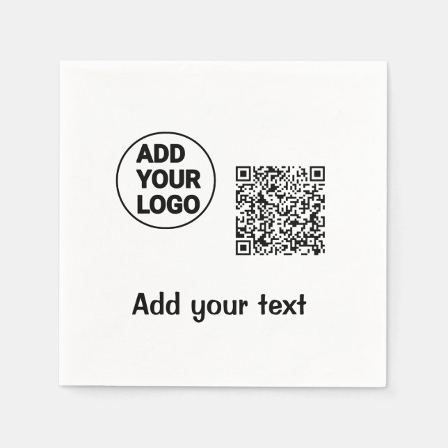 Simple minimal q r code add logo scan code name te napkin (Front)