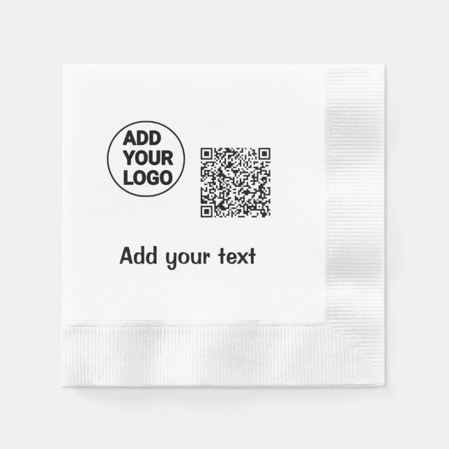 Simple minimal q r code add logo scan code name te napkin (Front)