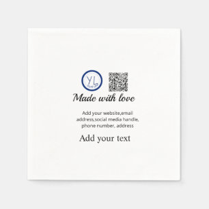 Simple minimal q r code add logo scan code name te napkin