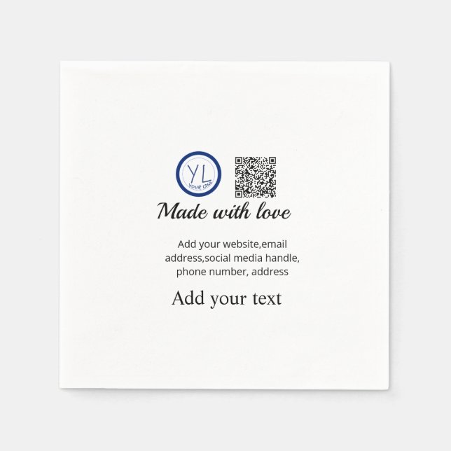 Simple minimal q r code add logo scan code name te napkin (Front)
