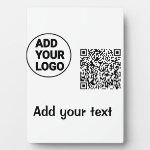 Simple minimal q r code add logo scan code name te plaque