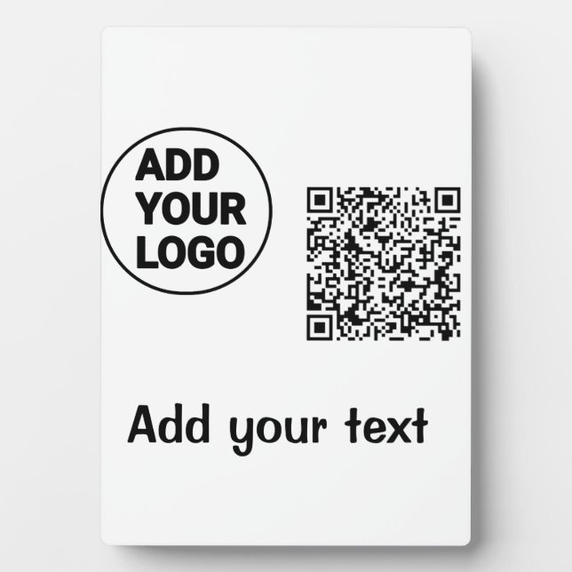 Simple minimal q r code add logo scan code name te plaque (Front)