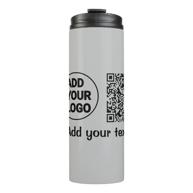 Simple minimal q r code add logo scan code name te thermal tumbler (Front)