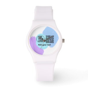 Simple minimal q r code add logo scan code name te watch