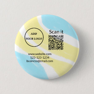 Simple minimal q r code add logo scan code name we 2 inch round button