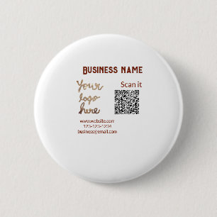 Simple minimal q r code add logo scan code name we 2 inch round button