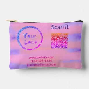 Simple minimal q r code add logo scan code name we accessory pouch